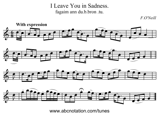 I Leave You in Sadness. - staff notation
