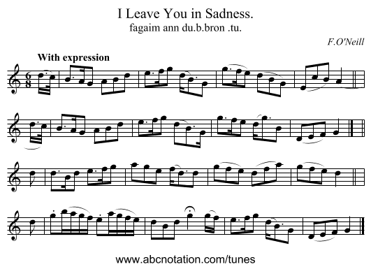 I Leave You in Sadness. - staff notation