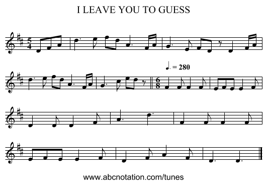 I LEAVE YOU TO GUESS - staff notation