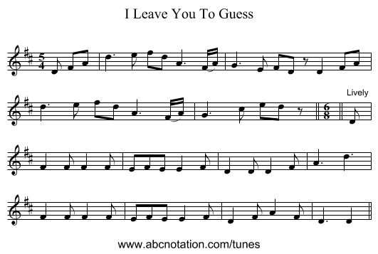 I Leave You To Guess - staff notation