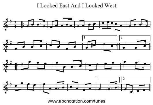 I Looked East And I Looked West - staff notation