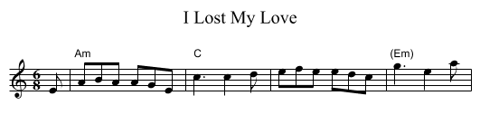 I Lost My Love - staff notation