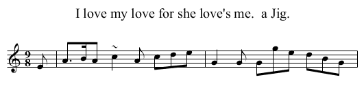 I love my love for she love's me.  a Jig. - staff notation