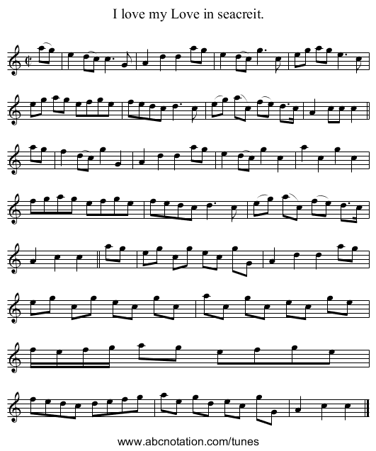 I love my Love in seacreit. - staff notation