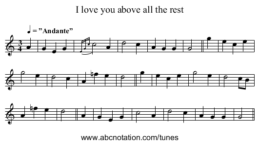 I love you above all the rest - staff notation