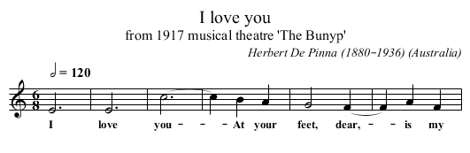 I love you - staff notation
