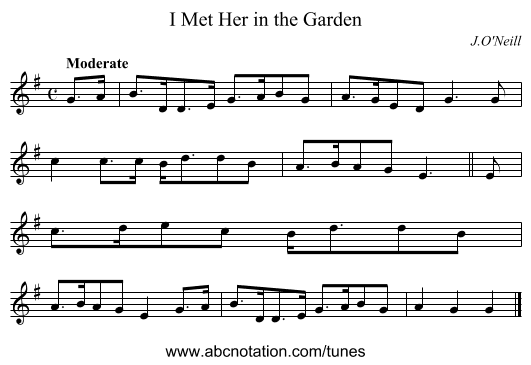 I Met Her in the Garden - staff notation