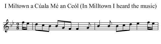 I Miltown a Cúala Mé an Ceól (In Milltown I heard the music) - staff notation