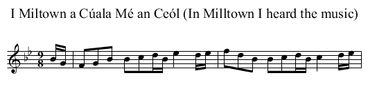 I Miltown a Cúala Mé an Ceól (In Milltown I heard the music) - staff notation