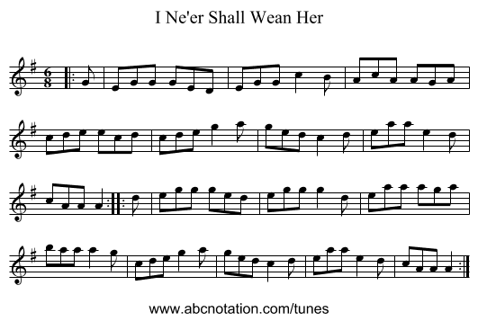 I Ne'er Shall Wean Her - staff notation