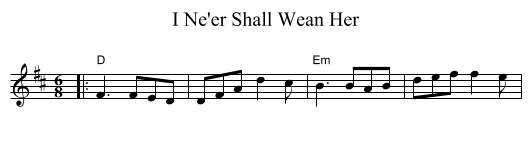 I Ne'er Shall Wean Her - staff notation