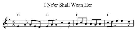 I Ne'er Shall Wean Her - staff notation