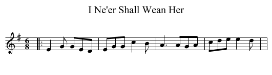 I Ne'er Shall Wean Her - staff notation