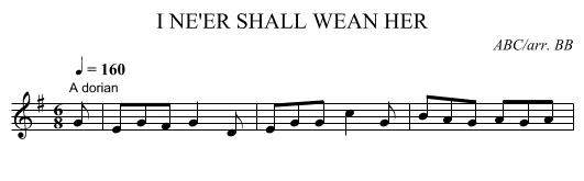 I NE'ER SHALL WEAN HER - staff notation
