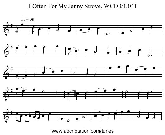 I Often For My Jenny Strove. WCD3/1.041 - staff notation