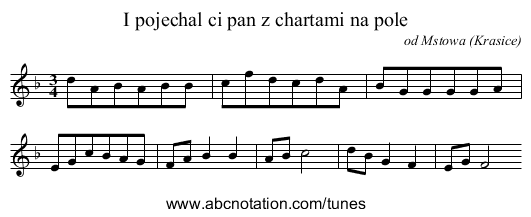 I pojechal ci pan z chartami na pole - staff notation