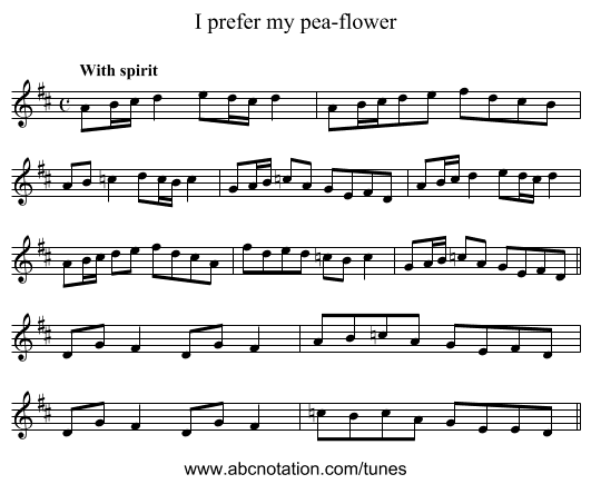 I prefer my pea-flower - staff notation