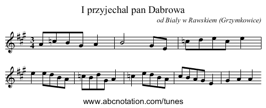 I przyjechal pan Dabrowa - staff notation