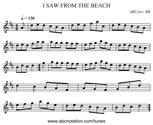 I SAW FROM THE BEACH - staff notation