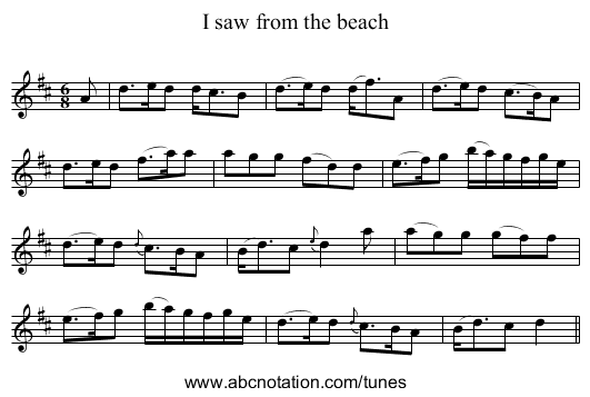 I saw from the beach - staff notation