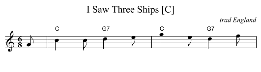 I Saw Three Ships [C] - staff notation