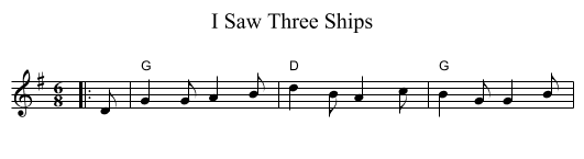 I Saw Three Ships - staff notation