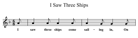 I Saw Three Ships - staff notation
