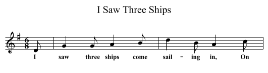 I Saw Three Ships - staff notation