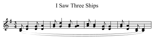 I Saw Three Ships - staff notation