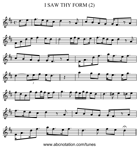 I SAW THY FORM (2) - staff notation