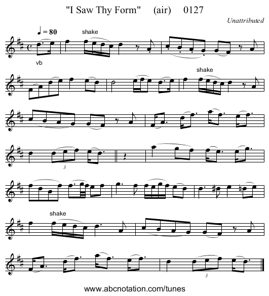 I Saw Thy Form     (air)     0127 - staff notation