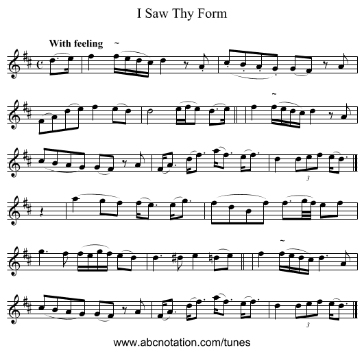 I Saw Thy Form - staff notation