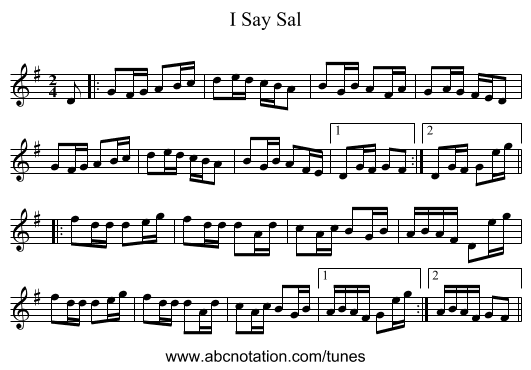 I Say Sal - staff notation