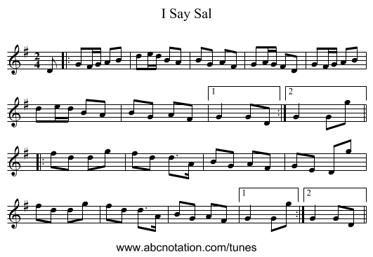 I Say Sal - staff notation