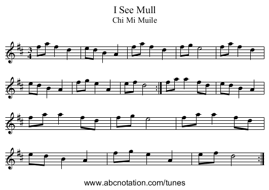 I See Mull - staff notation