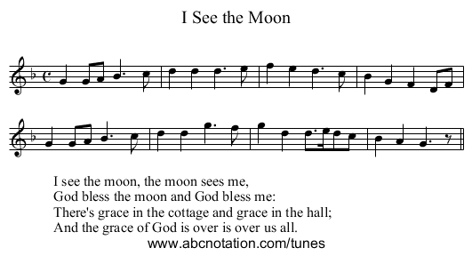I See the Moon - staff notation