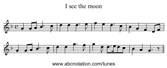 I see the moon - staff notation