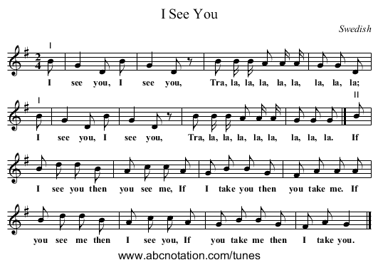 I See You - staff notation