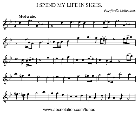 I SPEND MY LIFE IN SIGHS. - staff notation