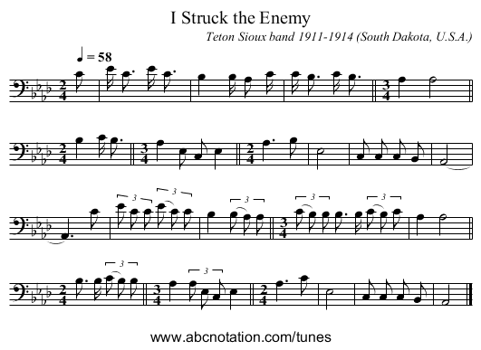 I Struck the Enemy - staff notation