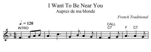 I Want To Be Near You - staff notation