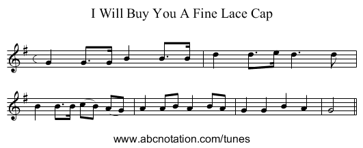 I Will Buy You A Fine Lace Cap - staff notation