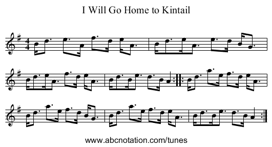 I Will Go Home to Kintail - staff notation