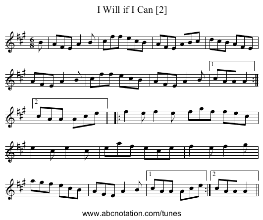 I Will if I Can [2] - staff notation