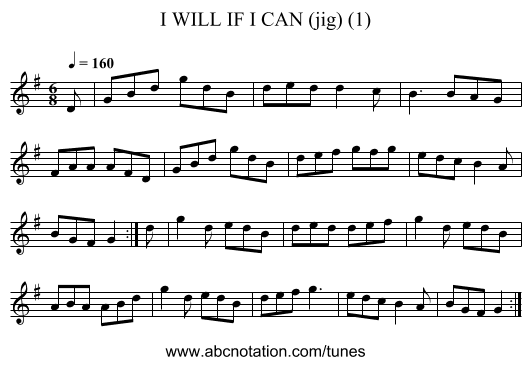 I WILL IF I CAN (jig) (1) - staff notation