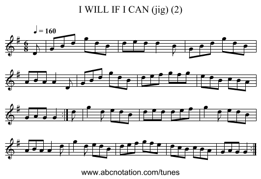 I WILL IF I CAN (jig) (2) - staff notation