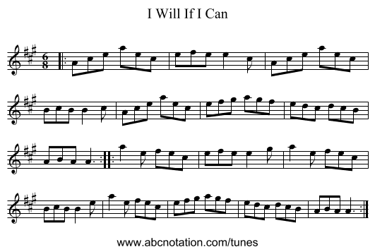 I Will If I Can - staff notation