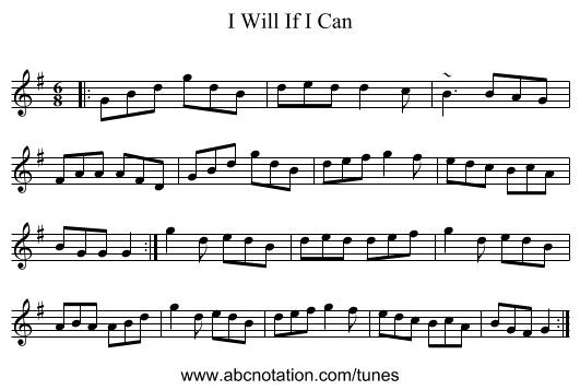 I Will If I Can - staff notation