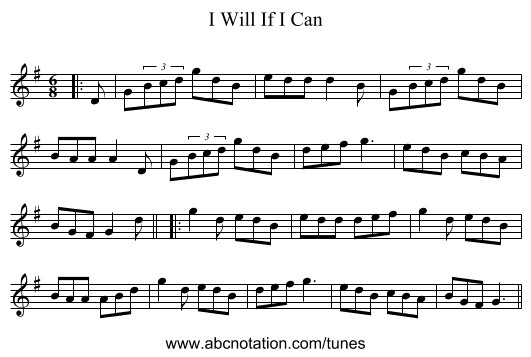 I Will If I Can - staff notation