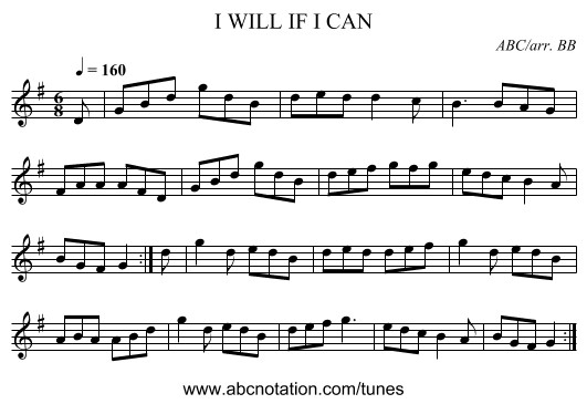 I WILL IF I CAN - staff notation